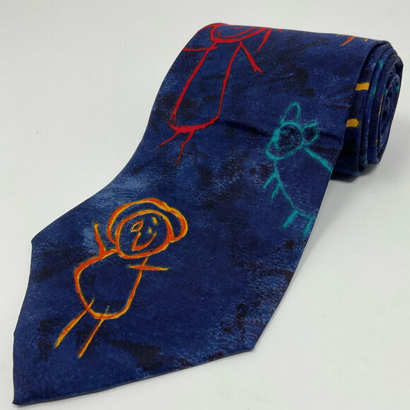 Vintage Save the Children Novelty Necktie 100% Silk Tie Blue men’s Tie - Picture 1 of 5